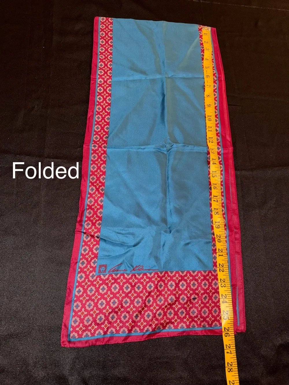 Anne Klein for Vera Vintage Silk Scarf Turquoise Pink Geometric